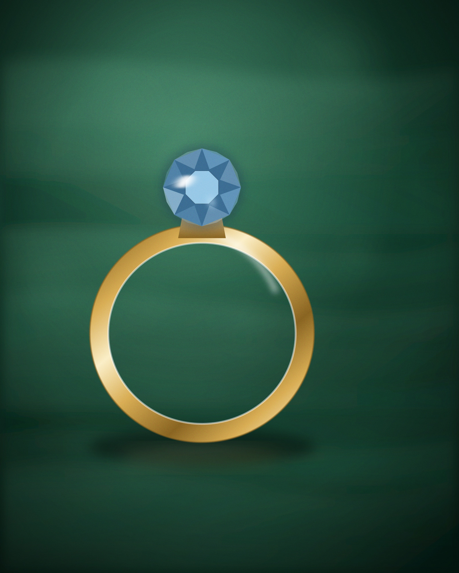 Cabochon Ring, in 18k Yellow Gold with Sapphire — angle view (illustration)