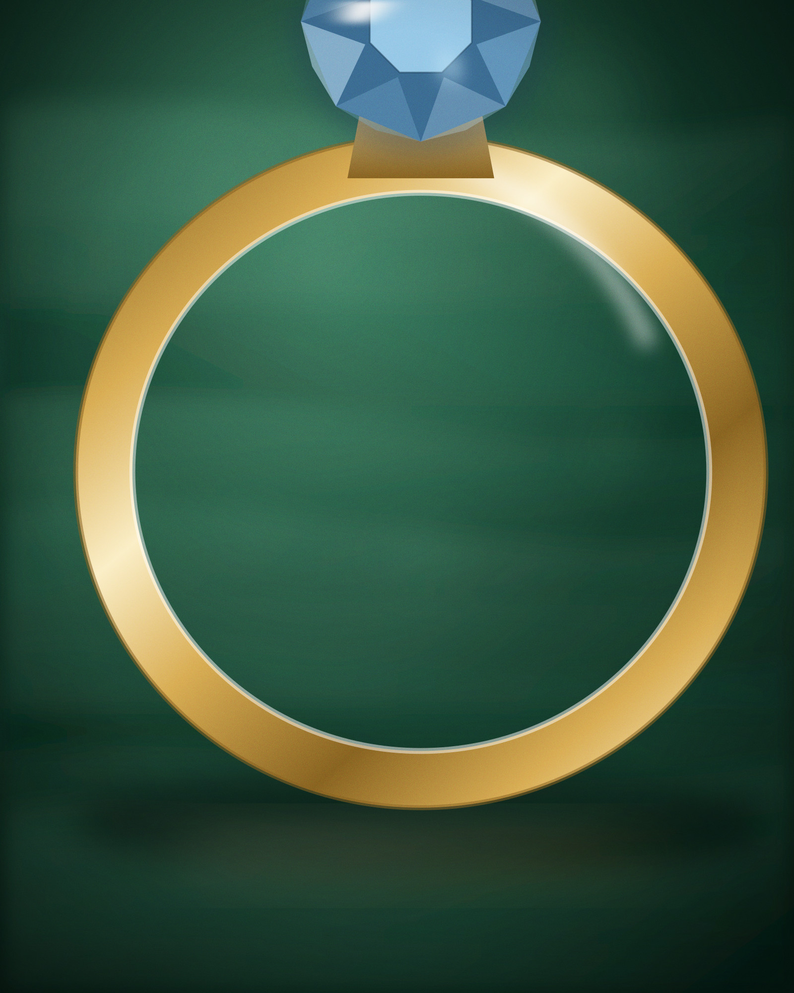 Cabochon Ring, in 18k Yellow Gold with Sapphire — detail view (illustration)