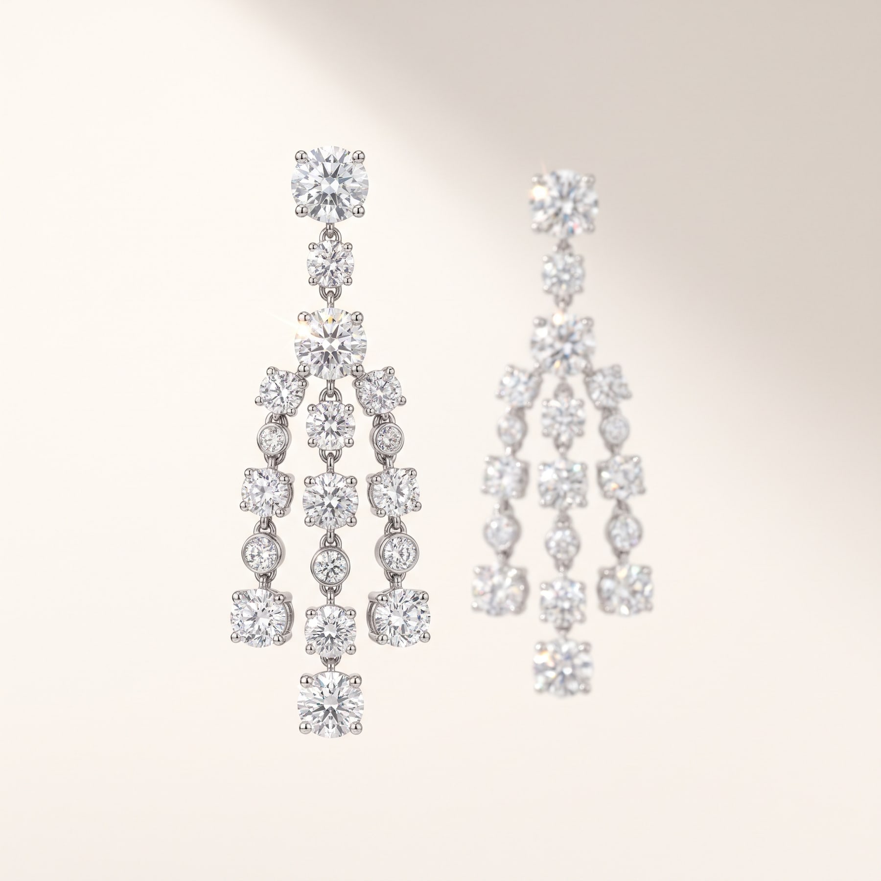 Chandelier Earrings, in Platinum with Brilliant-Cut Diamonds