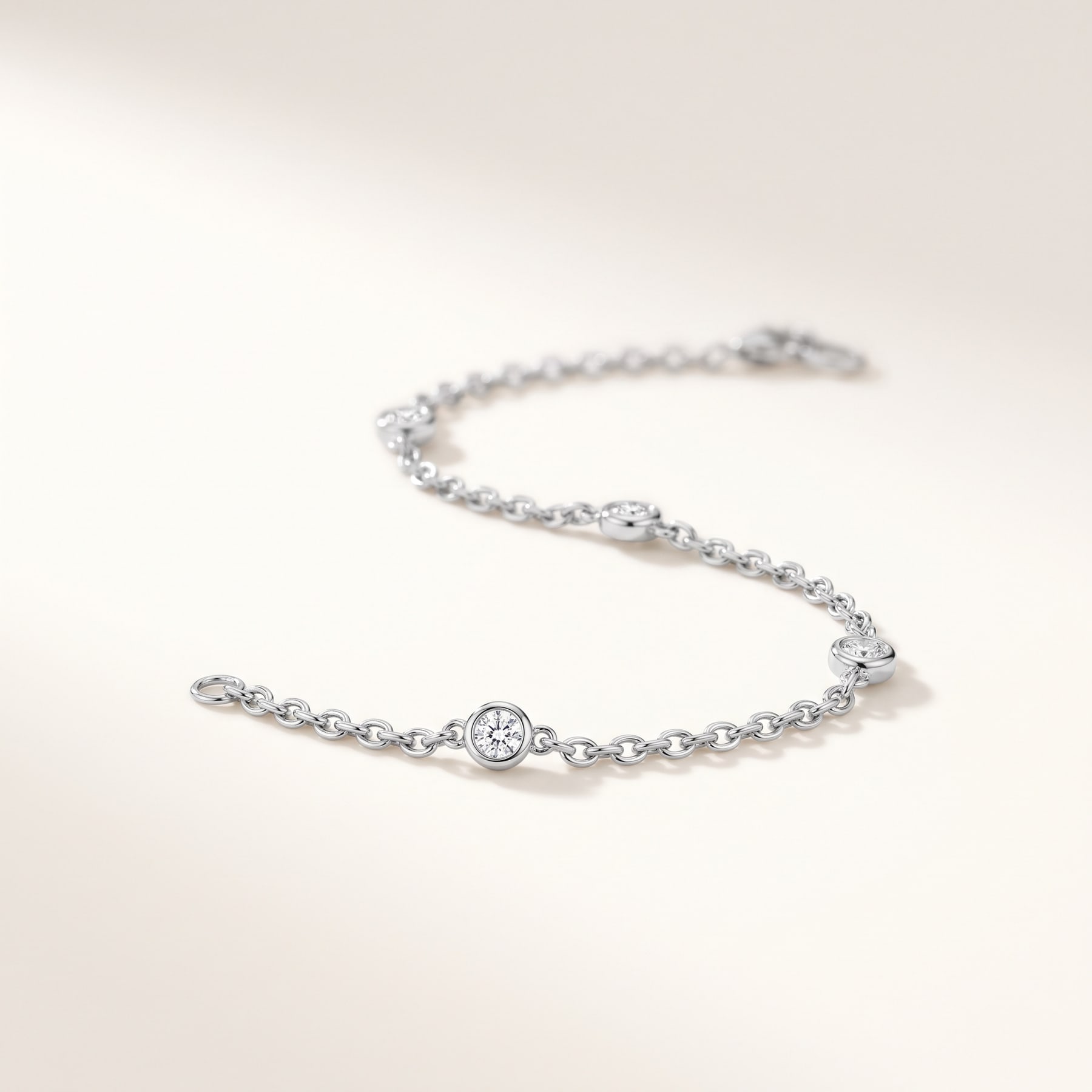 Station Bracelet, in Platinum with Diamonds