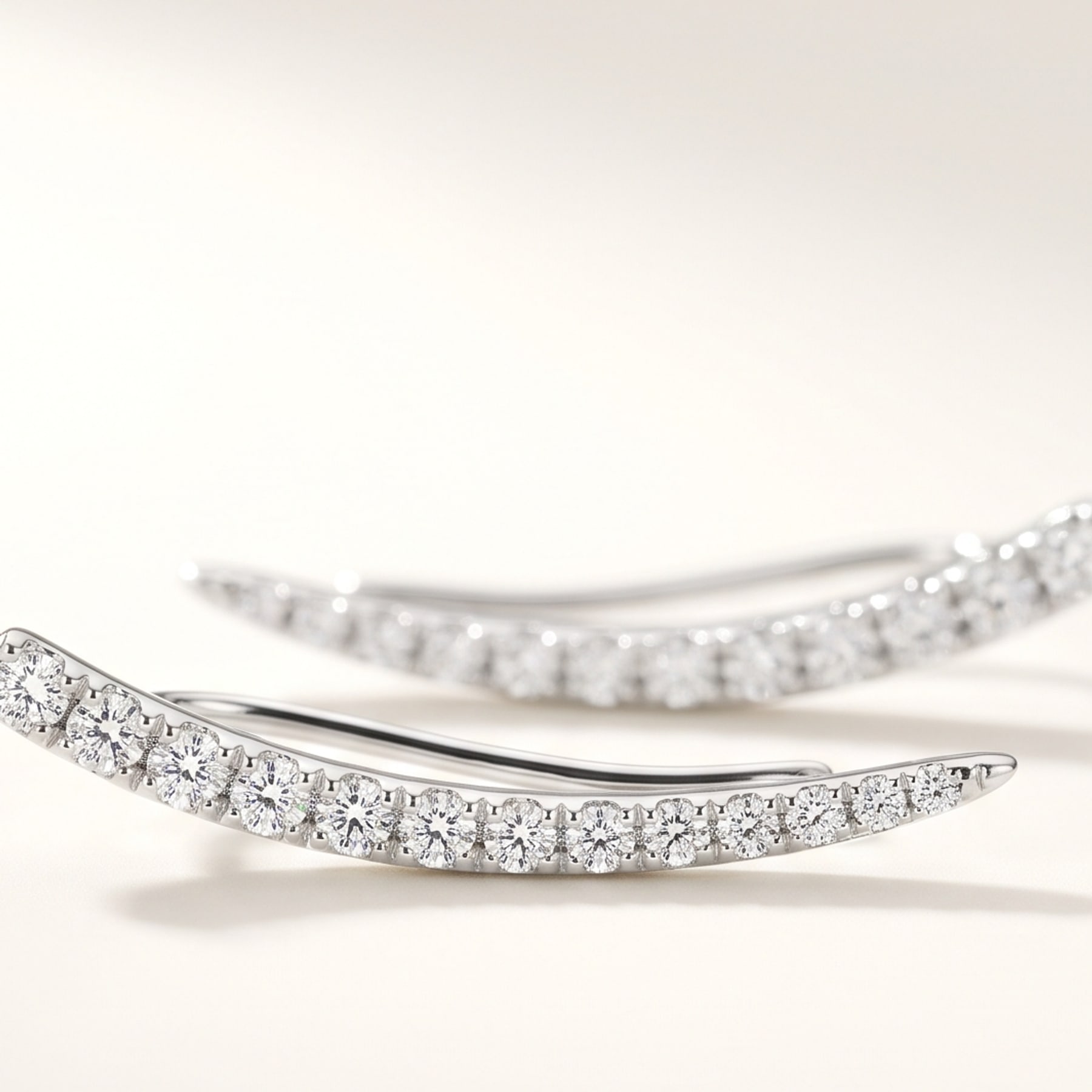 Ear Climbers, in 18k White Gold with Diamonds