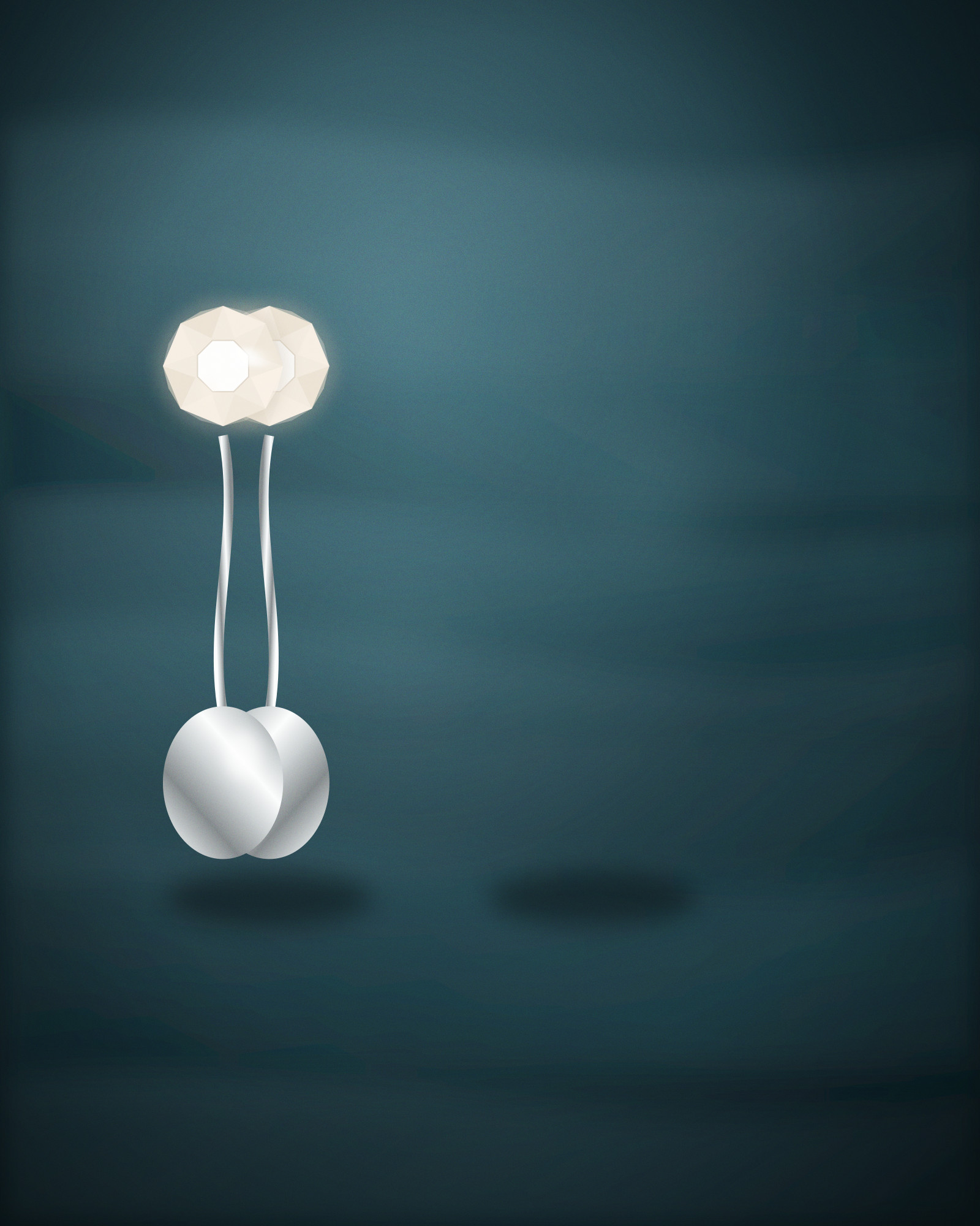 Leaf Stud Earrings, in Sterling Silver with Pearls — angle view (illustration)