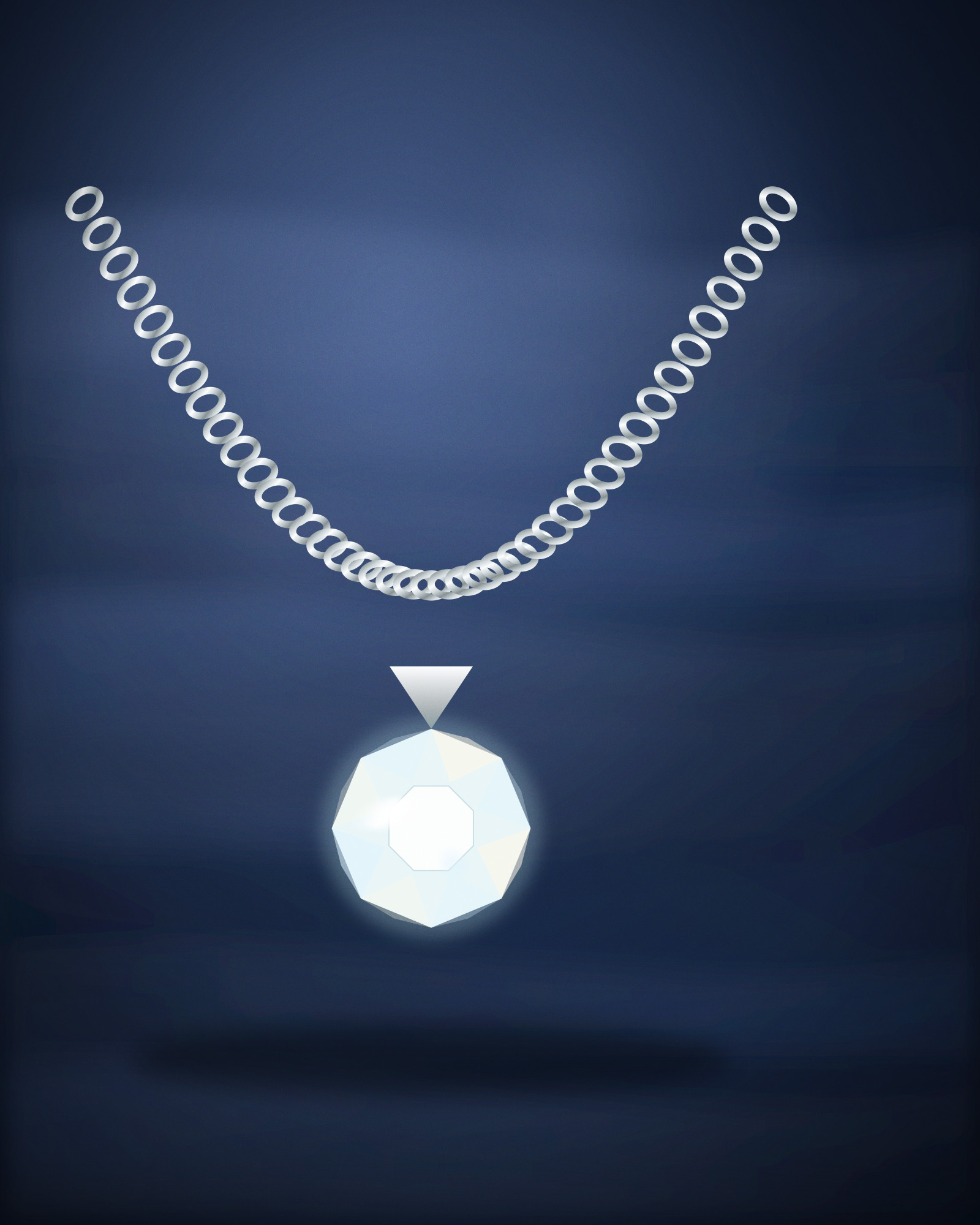 Solitaire Pendant, in Platinum with a Diamond — angle view (illustration)