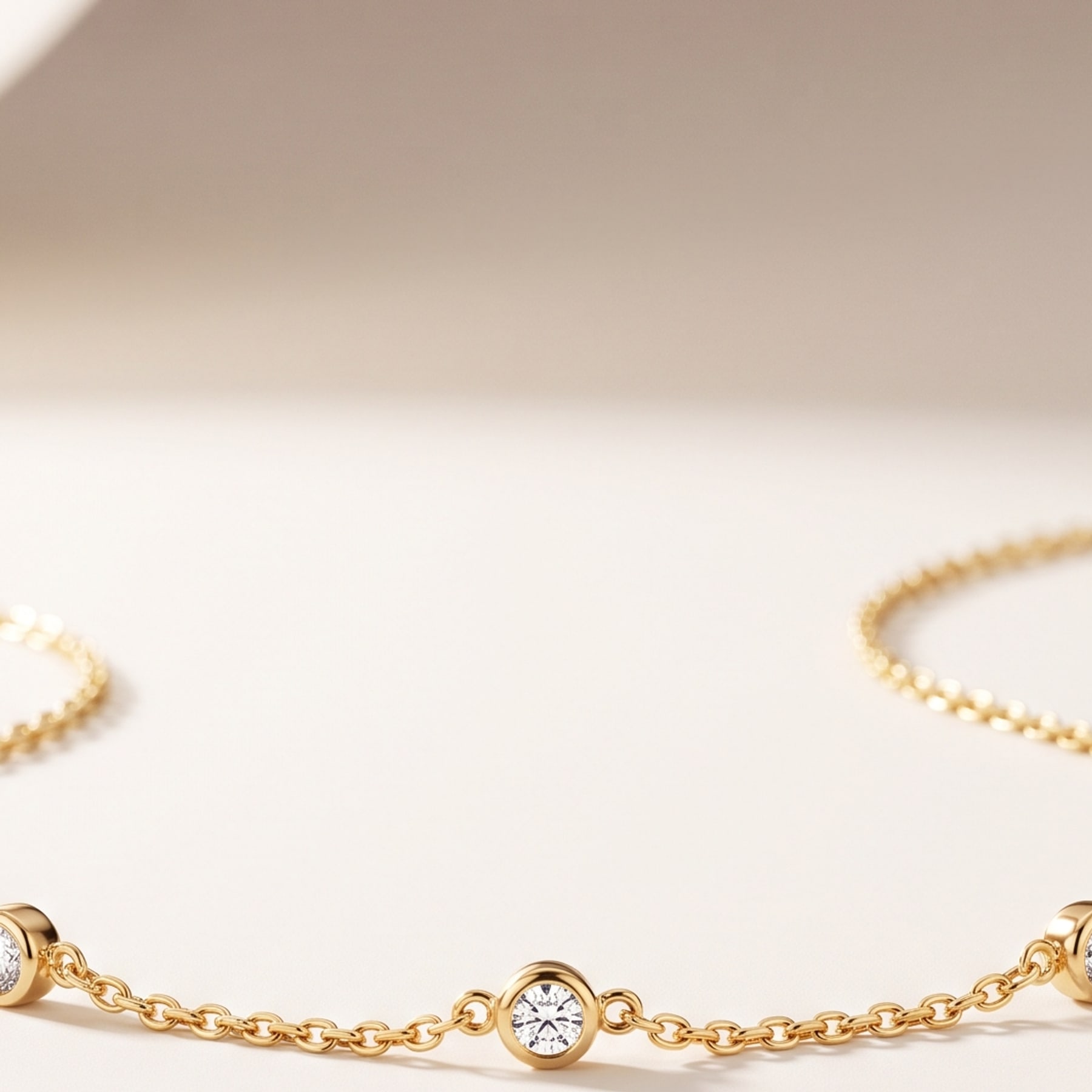 Station Necklace, in 18k Yellow Gold with Diamonds