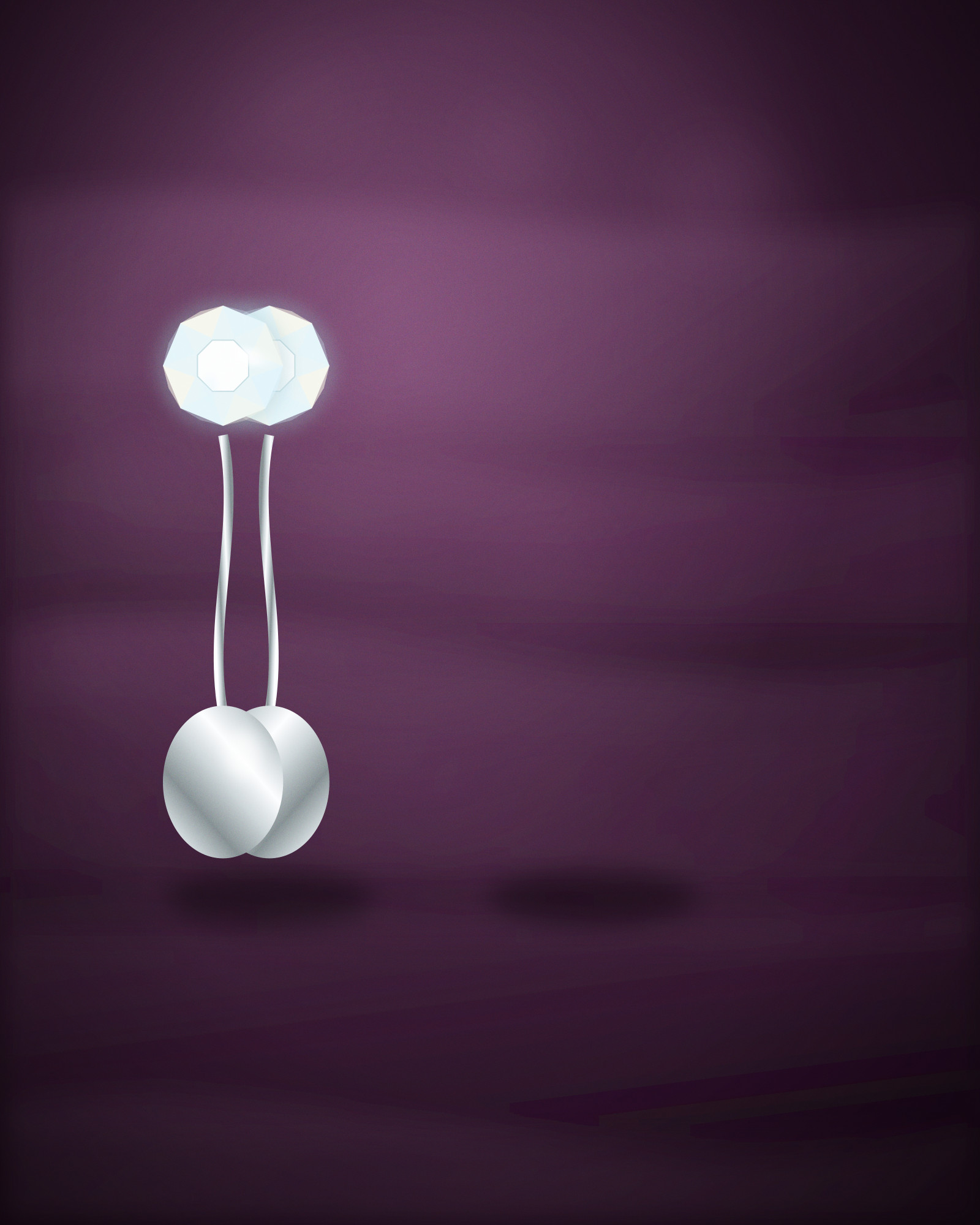 Stud Earrings, in Platinum with Brilliant-Cut Diamonds — angle view (illustration)